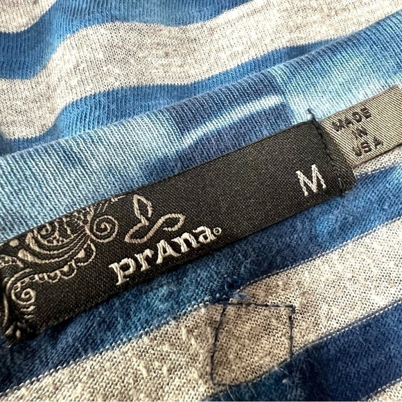 Prana able & Gray Striped Split Neck Cotton Blend Long Sleeve Pullover Medium - Picture 10 of 10